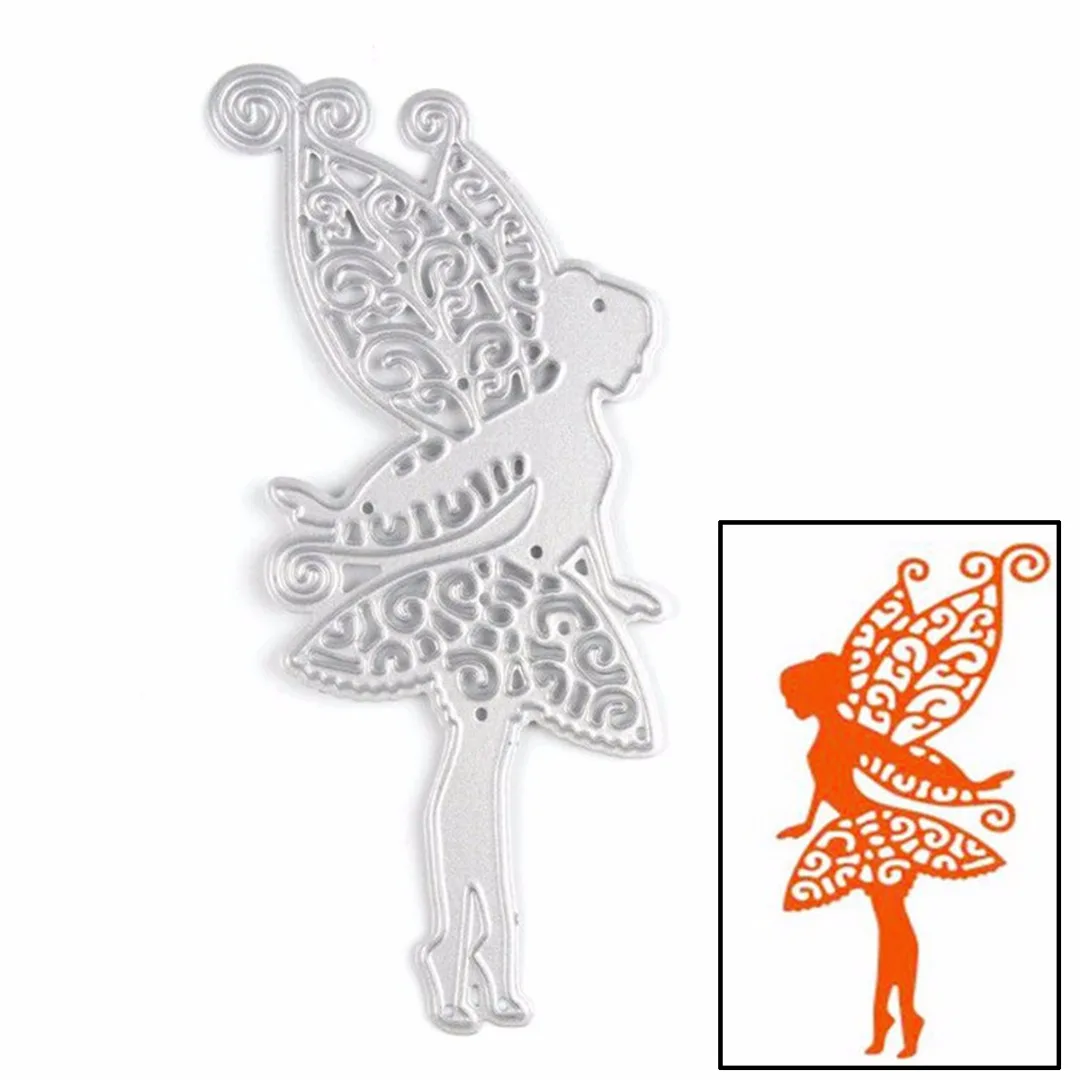 1Pc  Wing Flower Fairy Girl Cutting Dies Stencil DIY Scrapbooking Card Embossing