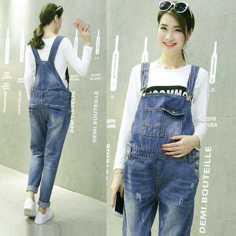 Denim Blue Maternity Jeans Overalls Jumpsuite Jumpsuits Casual Pregnant