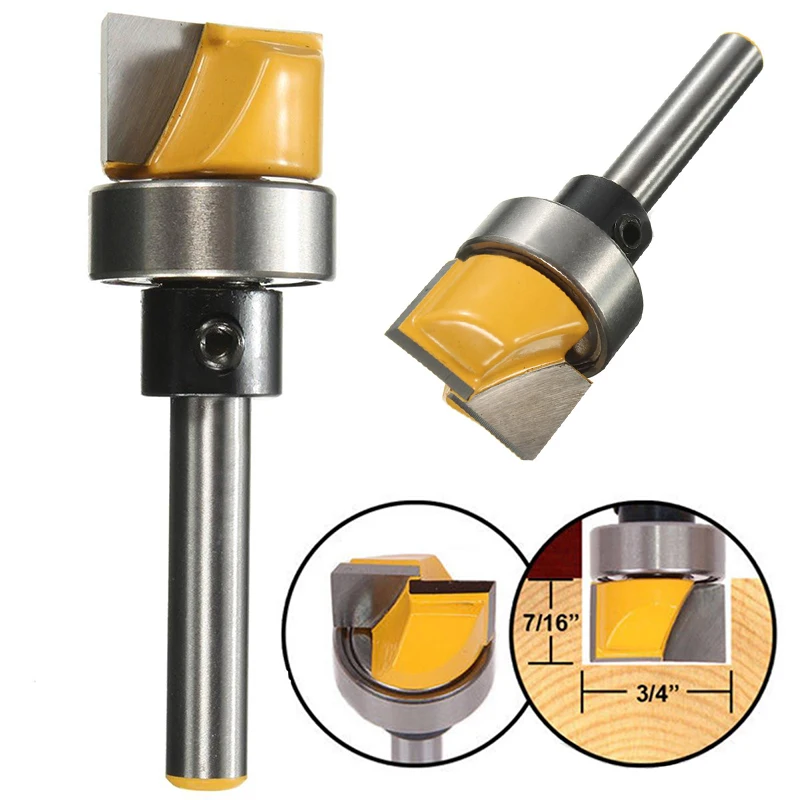 1/4" Shank 3/4" W X 7/16" H Hinge Mortise Template Router Bit For Solid