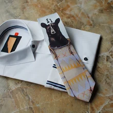 Модный галстук серия горный медведь Платье Повседневный подарок жениха Свадебная вечеринка парадный галстук