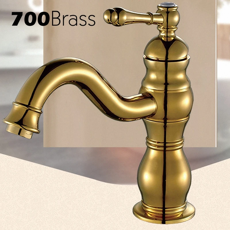 European Luxury Bathroom Faucet Modern Polished Gold Basin Faucet