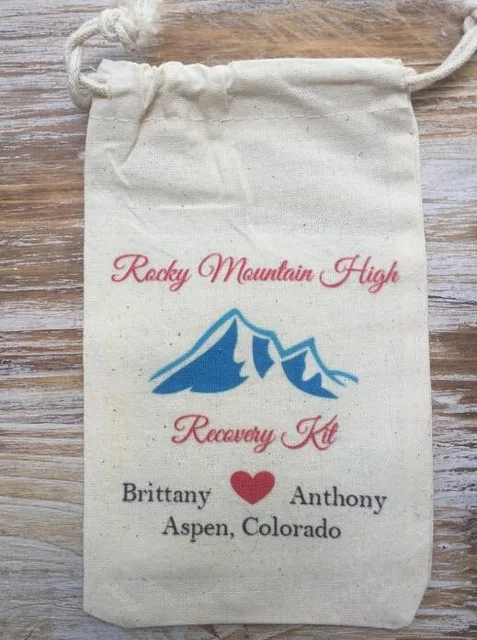 Custom Rockey Moutain Destination Wedding Party Hangover Kits Custom Rockey Moutain Destination Wedding Party Hangover Kits Jewelry Favor Muslin Bags Bachelorette Hen Bridal Shower Favors In Gift Wring