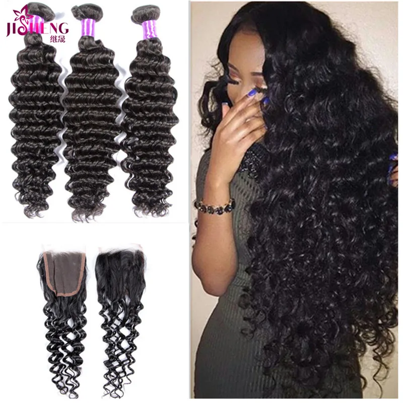 Malaysian Virgin Hair Deep Wave With Closure Modern Girl Hair