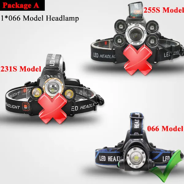 Светодиодный налобный Светильник 3000 налобный фонарь 5* T6, масштабируемая Налобная лампа, Водонепроницаемый вспышка, светильник фонарь, головной светильник, аккумулятор 18650 для рыбалки - Испускаемый цвет: Package A