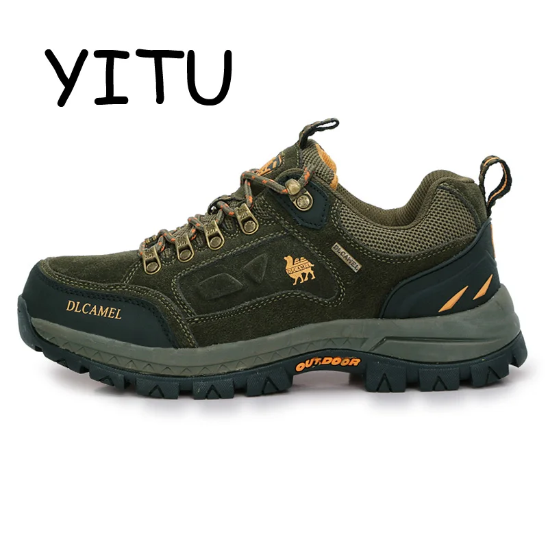 YITU треккинговые кроссовки, уличная походная обувь, брендовые дышащие охотничьи ботинки, водонепроницаемые мужские ботинки Camel, ботинки для альпинизма - Цвет: Green