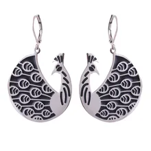 Hight Quality Peacock Earrings Stainless Steel Silver Color Earrings Modern Beautiful Stud Earrings For Women Jewelry Gift