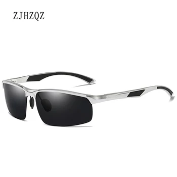 

ZJHZQZ Men's Square Polarized Sunglasses Aluminum Magnesium Eyewears Outdoor Sports Driving Sun Glasses Blue Brown Silver Black