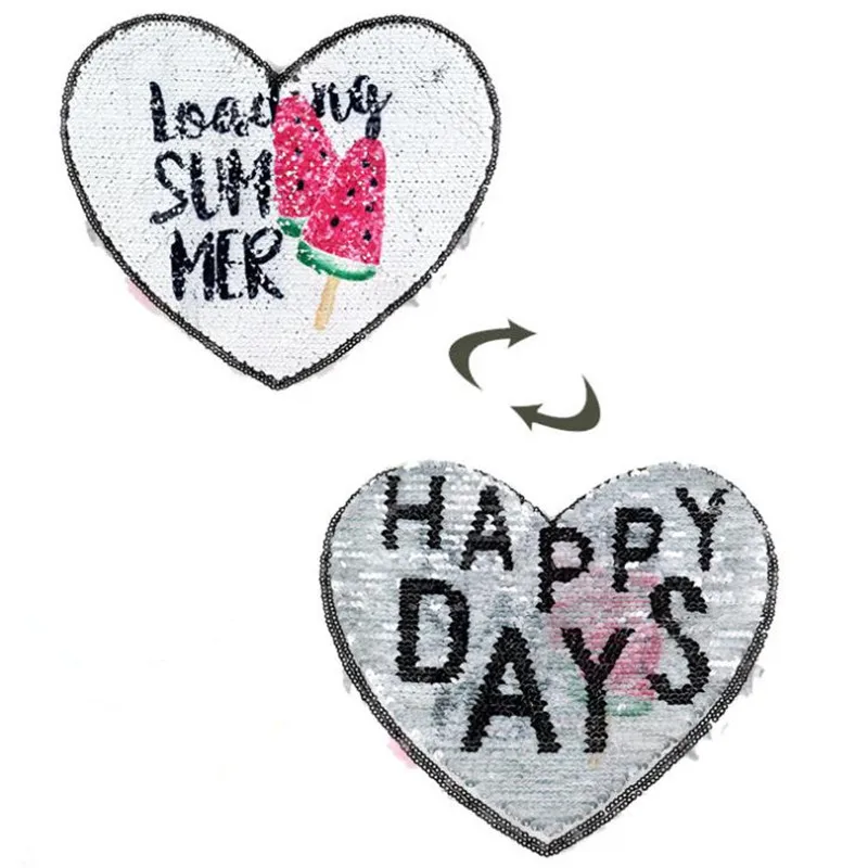 

Patch deal with it clothes t shirt women stickers ice-lolly Reversible change color sequins HAPPY DAYS patches for clothing