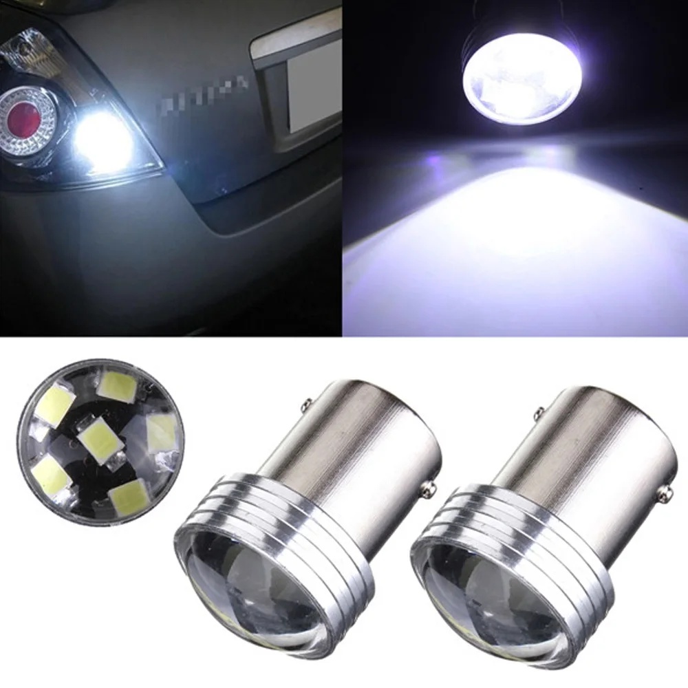 2 Pcs DC 12V 21W 1156-2835-6SMD COB LED 전구 프로젝터 자동차 자동 광원 백업 반전 전구 화이트 6000K 주차 램프