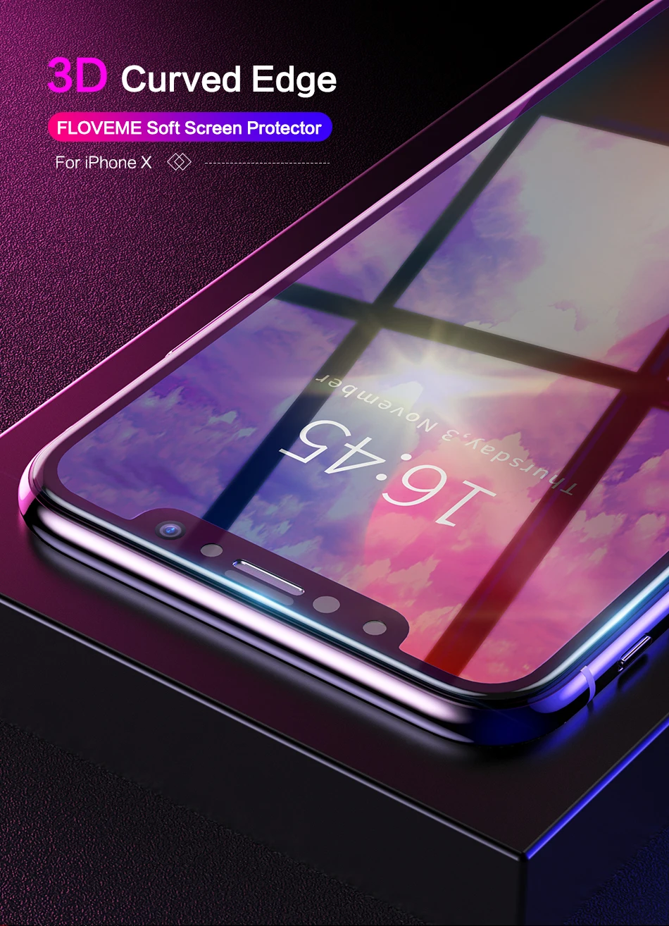 3D Full Curved For iPhone X Screen Protector HD Vision Hydrophobic Oil Touch Sensitive Soft PET Screen Protector For iPhone X 10 (1)