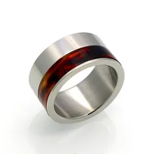New Gold Plated 11mm Width Leopard Print 316L Stainless Steel Ceramic Finger Ring For Lover’s Enamel Jewelry Wedding Band Ring