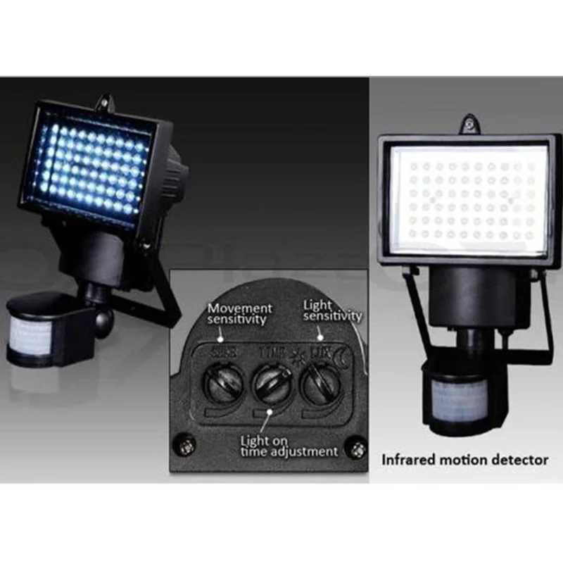 60LED Solar Sensor Light 10W Garage Lights Aluminum + Plastic Aisle