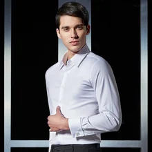 Новые мужские рубашки французские запонки высокого качества хлопок смесь с длинным рукавом одноцветная мужская обычная рубашка W073