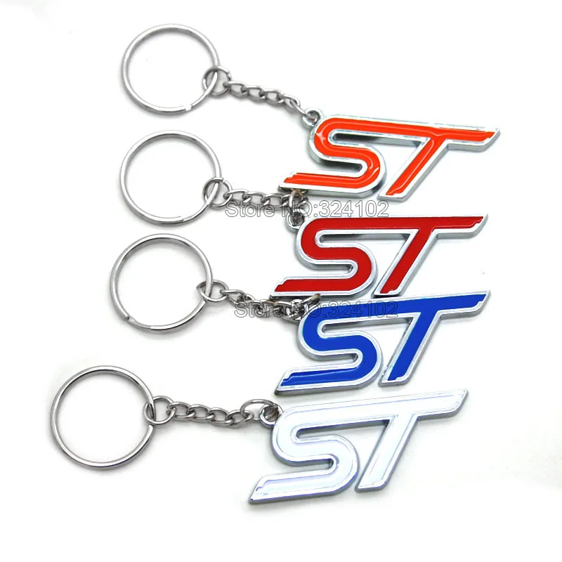 

50pcs 3D Metal ST Red Blue Car keyring auto keychain key ring chain key MIX