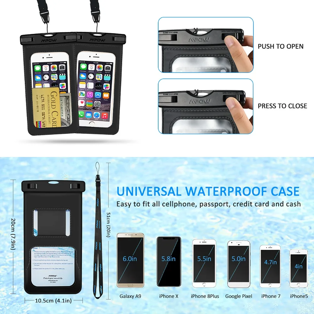 2 шт. подводный Водонепроницаемый Snowproof телефон сумка + повязку в 1 IPX8 ПВХ ABS