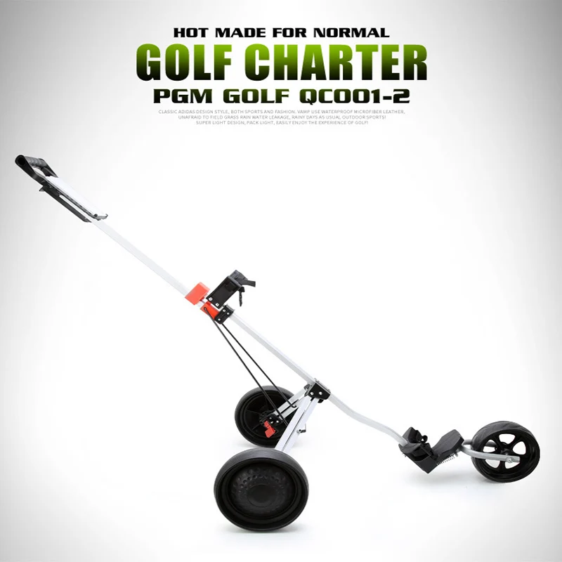 PGM Golf Trolley Cart with Brake Golf Cart 3-wheels Push Pull Cart, Aluminium Alloy Foldable Trolley Accessories