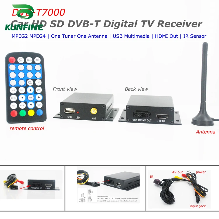 

12-24V Car DVB-T Receiver Box HDTV One Tuner MPEG4 MPEG2