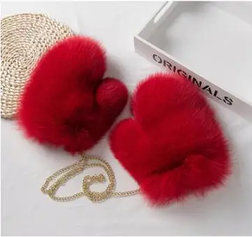 Модные зимние женские перчатки, перчатки из натурального Лисьего меха, вязаные женские перчатки, толстые цветные теплые меховые женские перчатки и варежки - Цвет: Красный