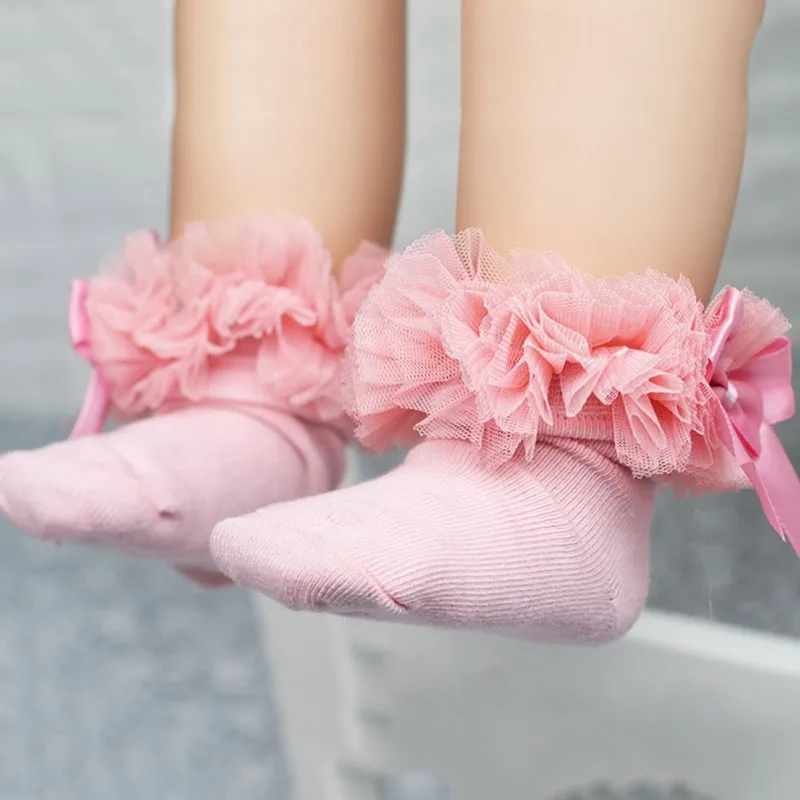 Детские короткие носки для девочек Дети Bowknot хлопковые носочки с завязками