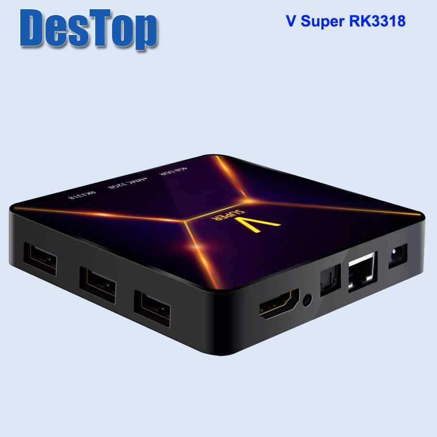 New Android 9.0 TV Box RK3318 Ram 4GB Rom 32GB Smart Internet Set Top Box 2.4G WIFI Bluetooth Support Super V