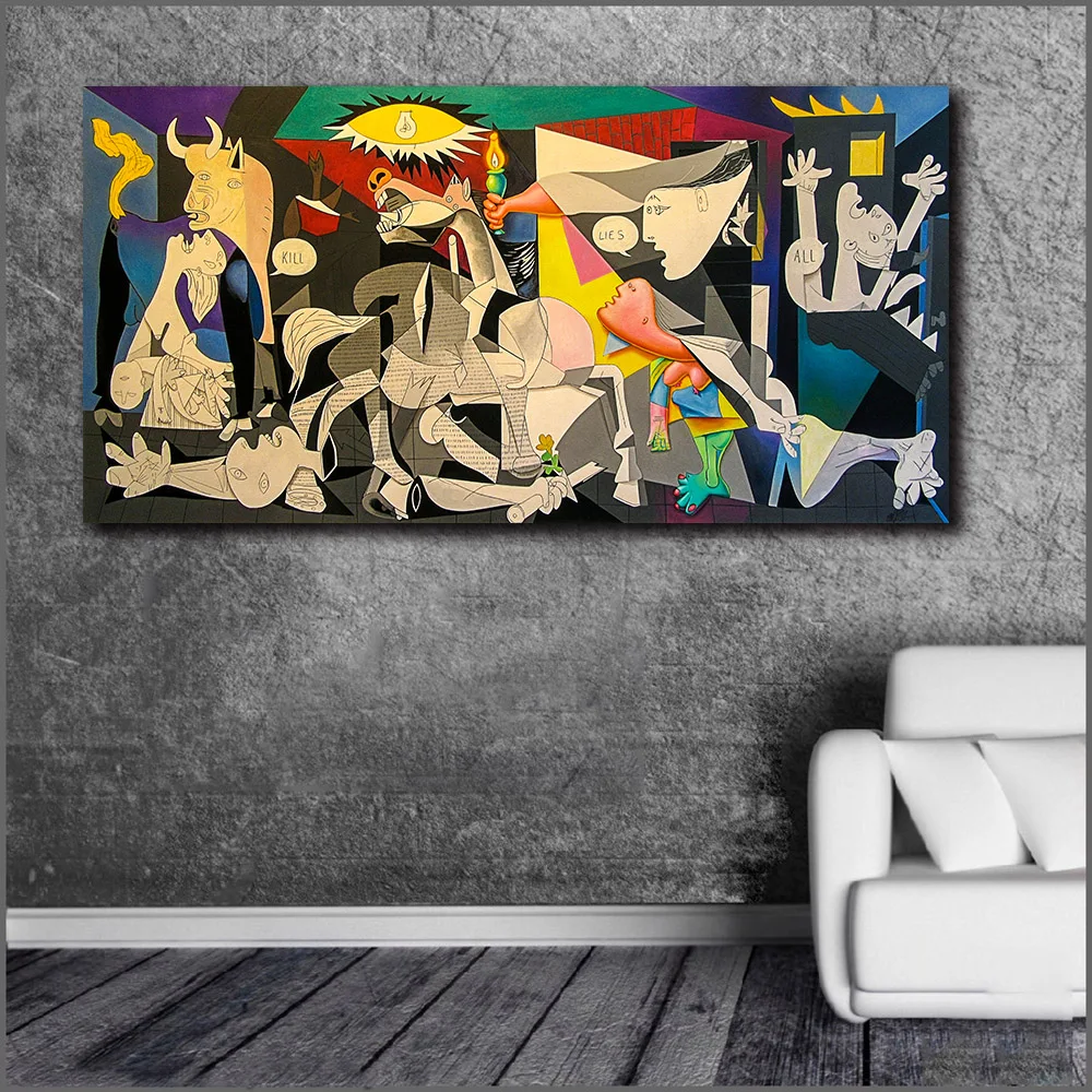 Wlong Pablo-Picasso-Guernica Поп-Арт холст живопись печать гостиная домашний декор Современное украшение на стену, живопись маслом плакат без рамы