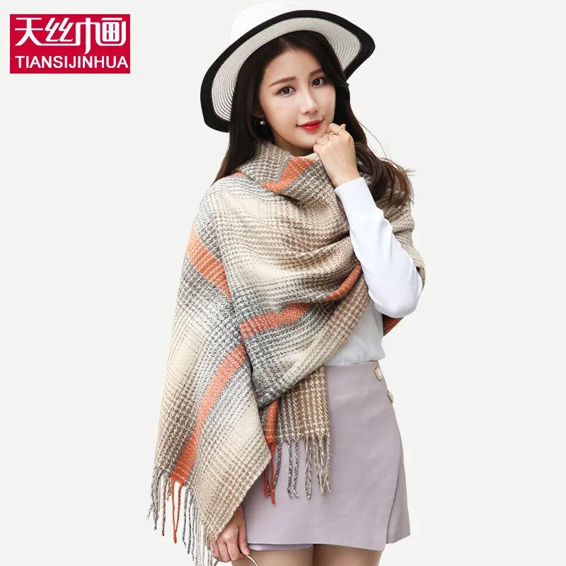 200 70CM Women Fashion Tassel Scarf Winter font b Tartan b font Plaid Scarfs 2016 Luxury