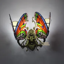 Tiffany Baroque butterfly vintage Stained Glass Iron Mermaid wall lamp indoor lighting bedside lamps wall lights for home