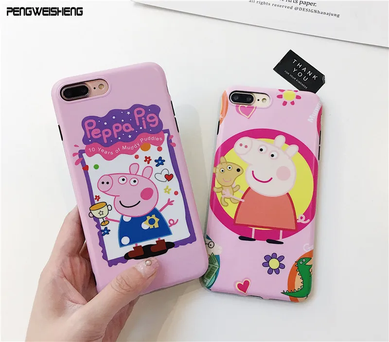 PENGWEISHENG case For iphone 6 6S 7 7plus for iphone 8 8plus X Silicone Lovely pig Phone Cases