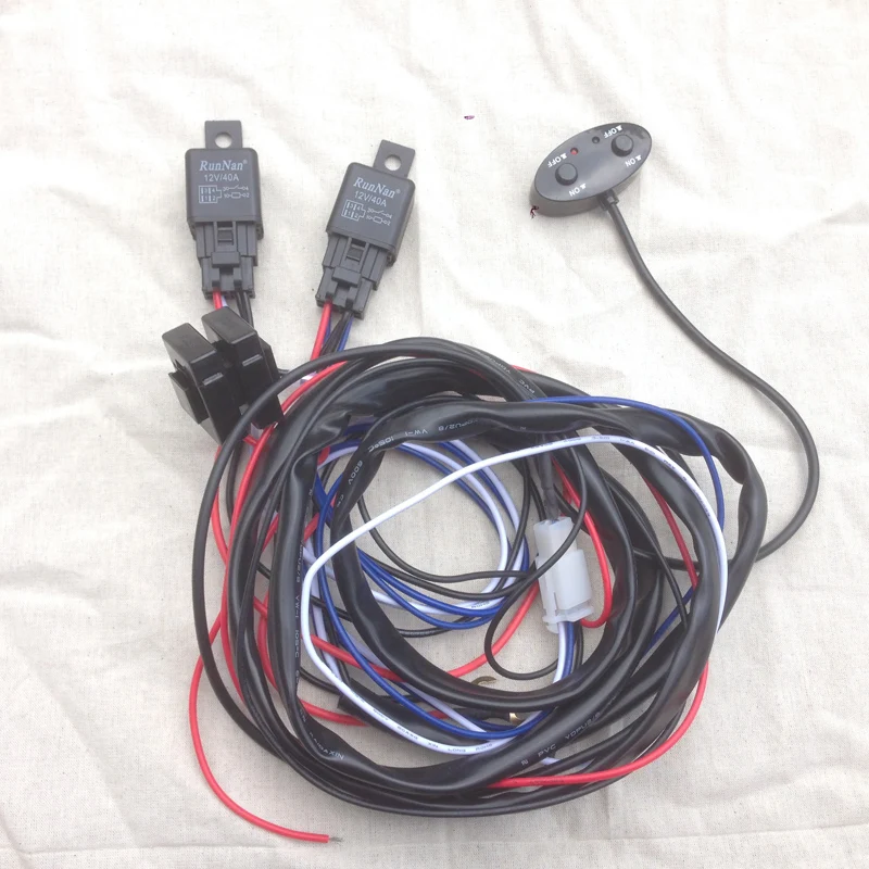 

12v 260w Car Motorcycle light on off power switch relay harness set 2x 40A for Halogen/HID Xenon/Led Spot head fog light Led bar
