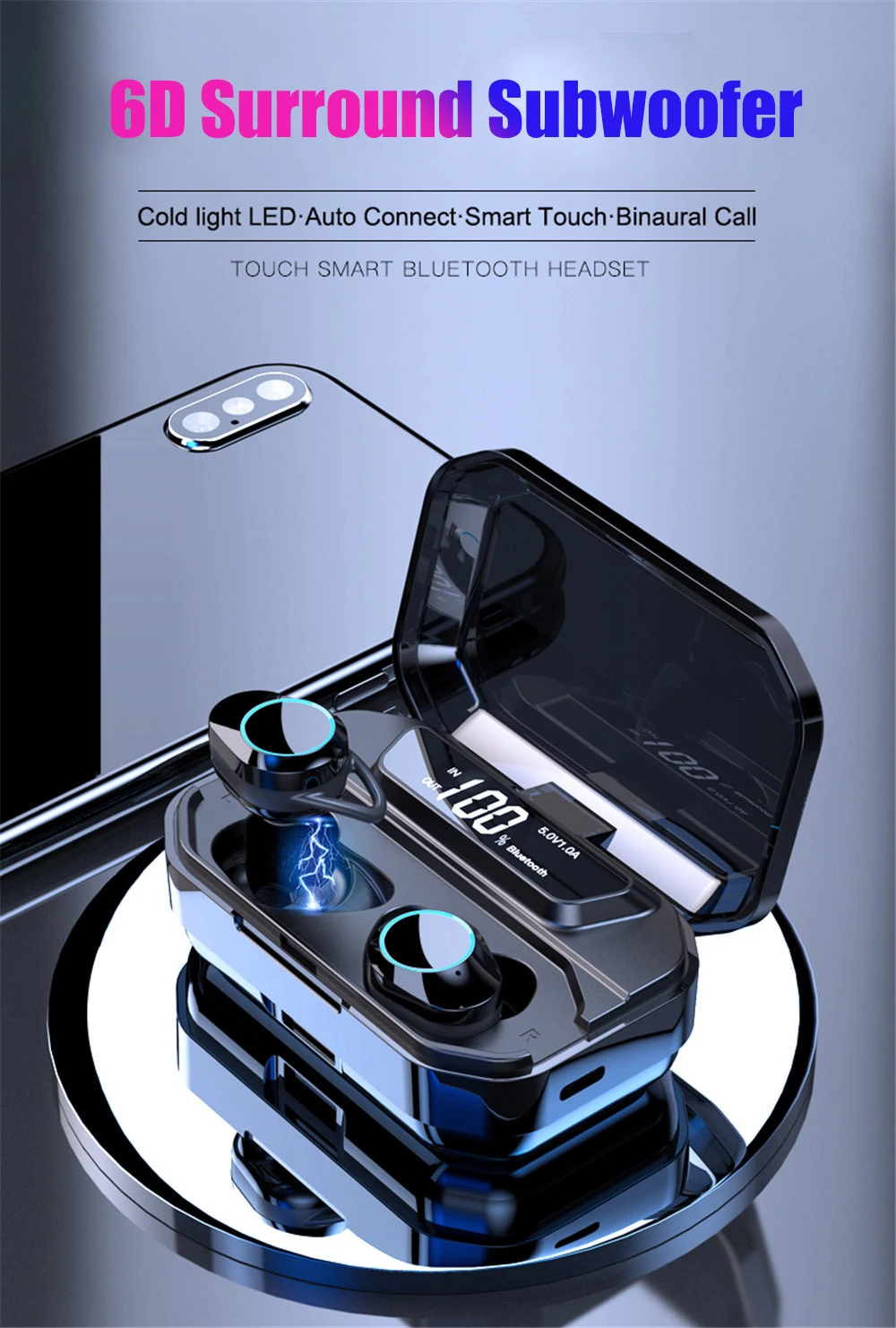 G02 TWS Bluetooth 5,0 6D стерео наушники беспроводные гарнитуры IPX7 Водонепроницаемая гарнитура 3300 мАч светодиодный дисплей Smart power Bank телефон