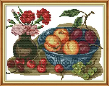 

NEW!Cherry Fruit Counted Cross Stitch 11CT 14CT DMC Cross Stitch DIY Cross Stitch Kits Embroidery for Home Decoration Needlework