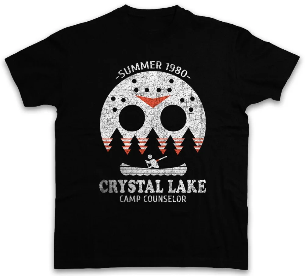 CRYSTAL LAKE CAMP COUNSELOR T-SHIRT The 13 Friday Jason Horror 13th Fun | Мужская одежда