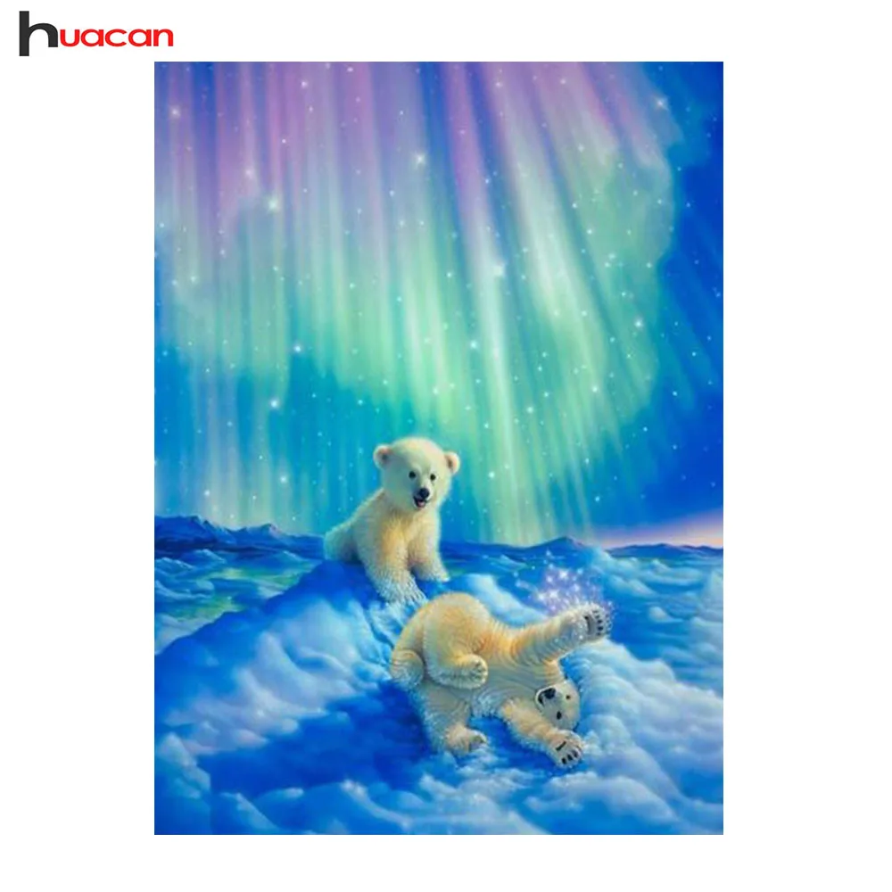 

Huacan Diamond Painting Polar Bear Baby DIY 5D Crystal Rhinestone Needlework Mosaic Cross Stitch Diamond Embroidery Kits