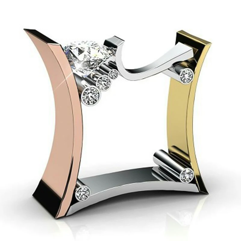 

Rose Gold Steampunk Stacking Rings Unique Irregular Geometric Rings For Women Crystal Zircon Jewelry