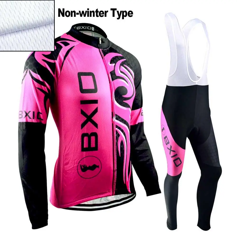 Bxio зима Велонаборы Invierno Ropa Ciclismo Team Для женщин Велосипедный Спорт Костюмы Термальность флис с длинным рукавом MTB Велоспорт одежда 045 - Цвет: Non Winter