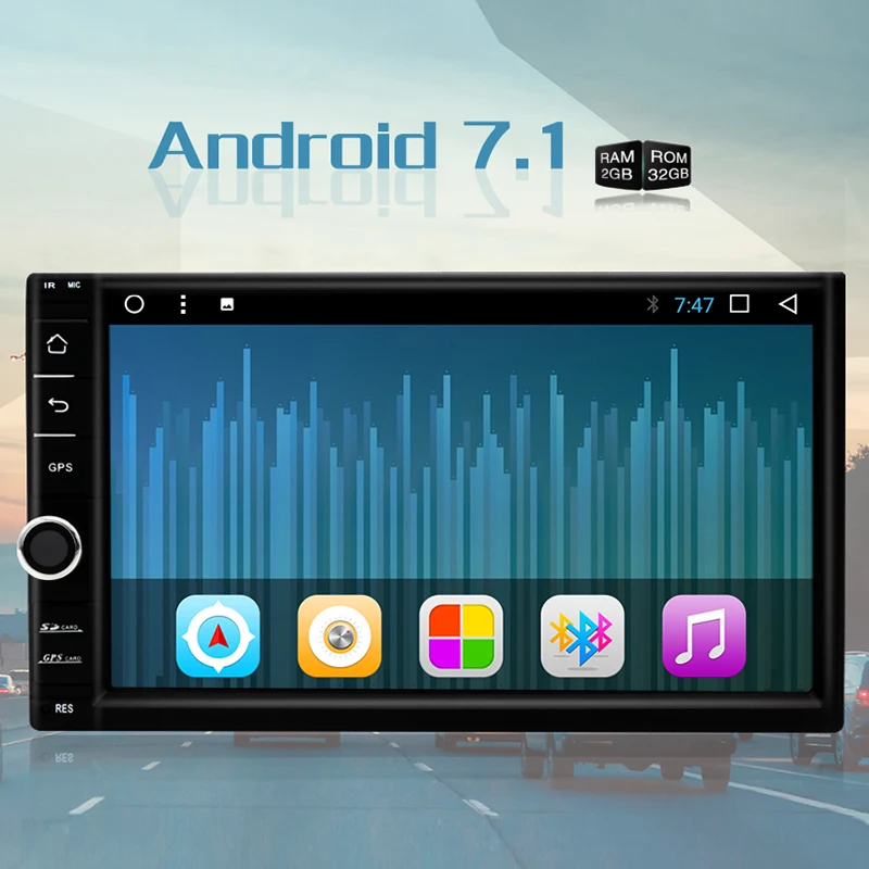 Junsun r179 2 DIN Android 7.1 Автомобильный мультимедийный играть GPS навигации нажмите