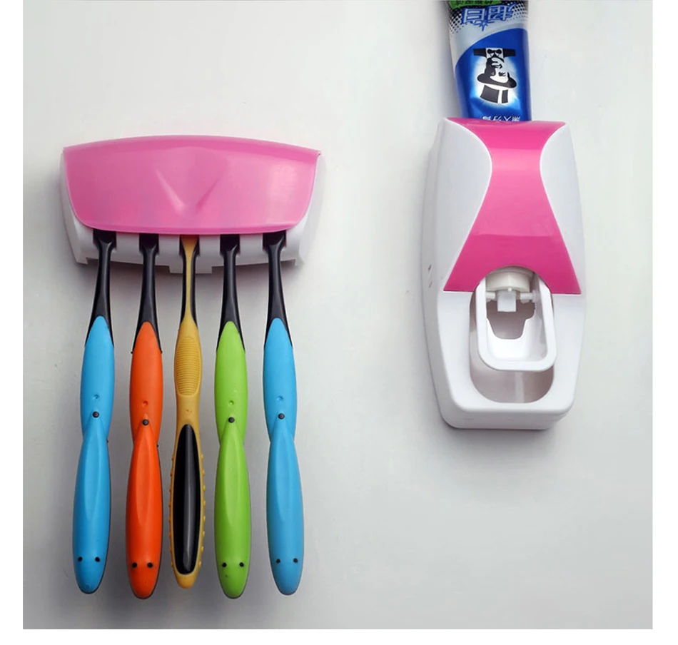 1 компл. 5 цветов автоматический зубная паста диспенсер набор 5 зубная щетка держатель настенное крепление Ванная комната принадлежности туалетные принадлежности