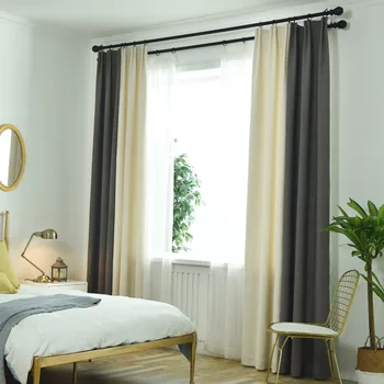 

Curtains for Bedroom Blackout Customize Finished Curtain Fabric Window Two Colors Stitching Living Room Blinds Custom Made
