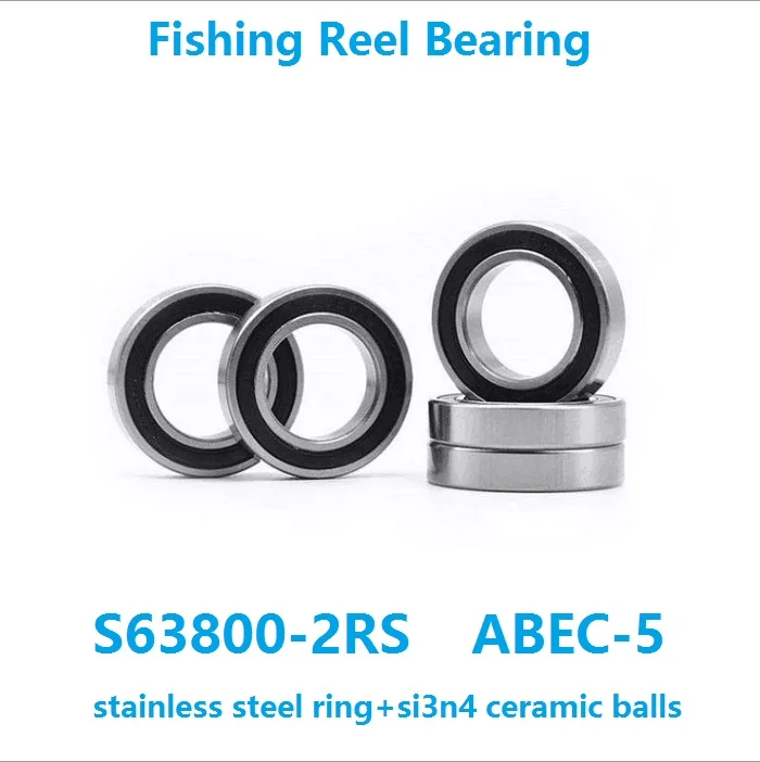 

6pcs or 10pcs S63800-2RS 10x19x7mm ABEC-5 Stainless Steel hybrid Si3n4 ceramic bearing S63800 2OS CB LD fishing reel 10*19*7