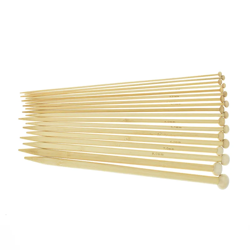 Looen Bamboo Knitting Needles Set 36pcs 25cm 18 Sizes 2.0mm to 10.0mm Single Point Needles Women Weave Craft Yarn Sewing Tools  (3)