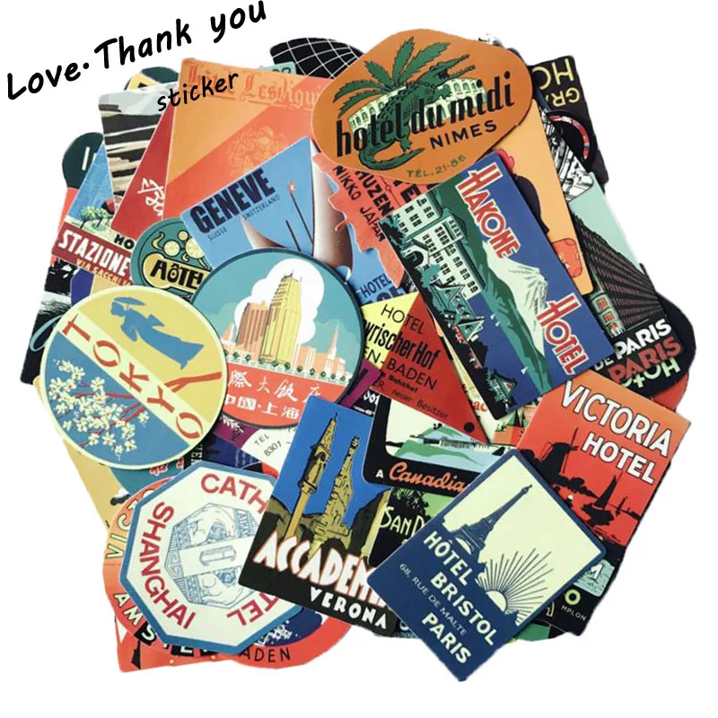50pcs/lot Retro Mixed stickers Home Decor On Laptop Handbag Sticker Decal Fridge Skateboard Cut Doodle Sticker Toy Stickers