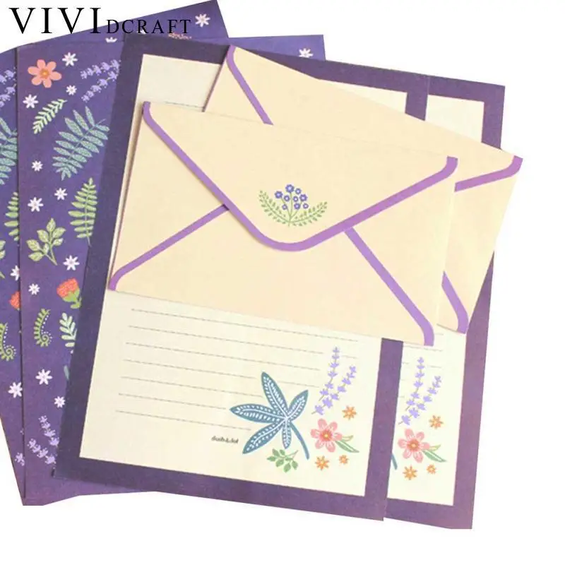 

Vividcraft Korean Envelopes And Stationery Kids Gift Envelope Finely Flower Animal Letter Paper+ Envelopes Sets Writing Paper