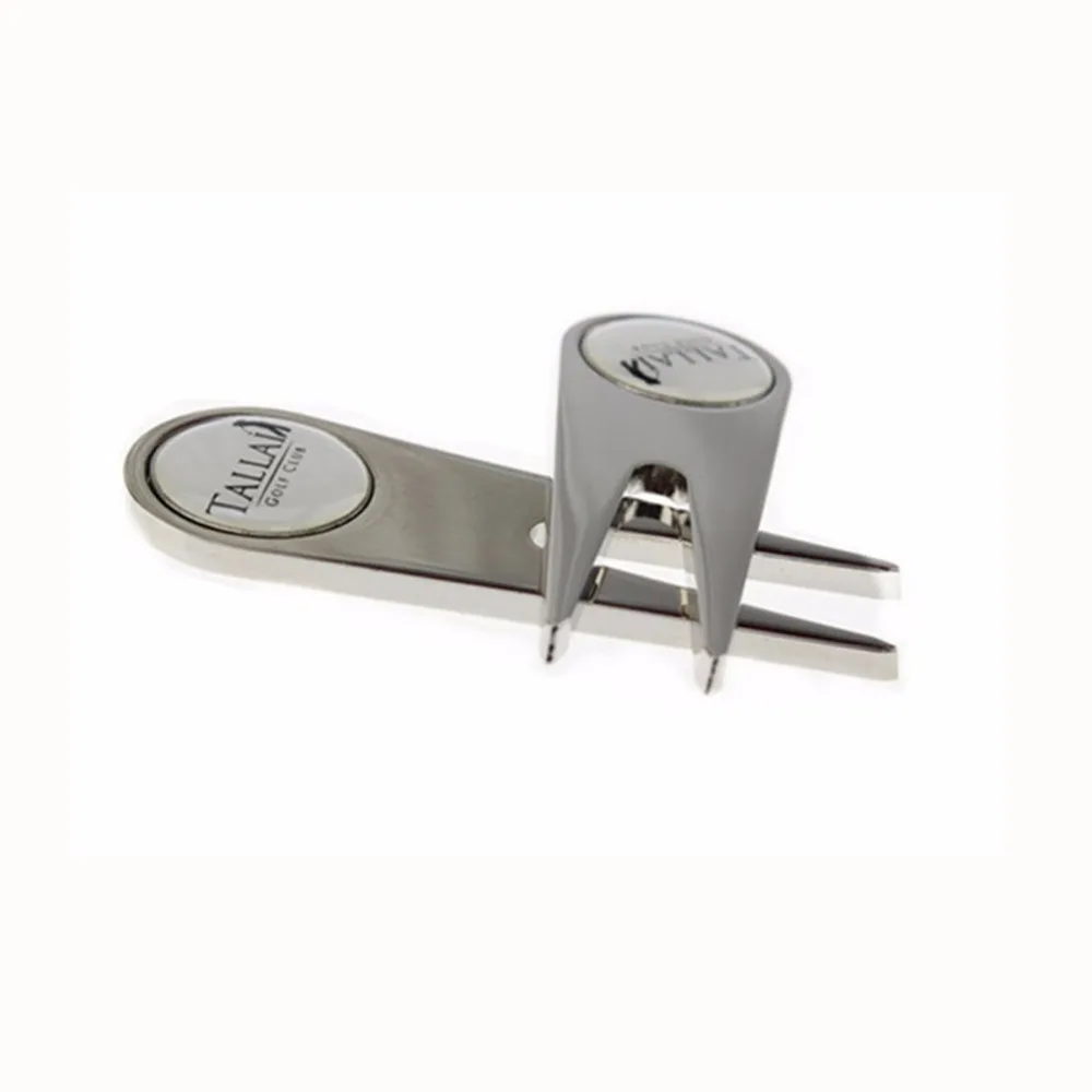 High Quality Design Customize Logo 100pcs Sliver Aluminium Alloy Golf Divot Tool Pitch Repair fork golf accessories High Quality Design Customize Logo 100pcs Sliver Aluminium Alloy Golf Divot Tool Pitch Repair fork golf accessories