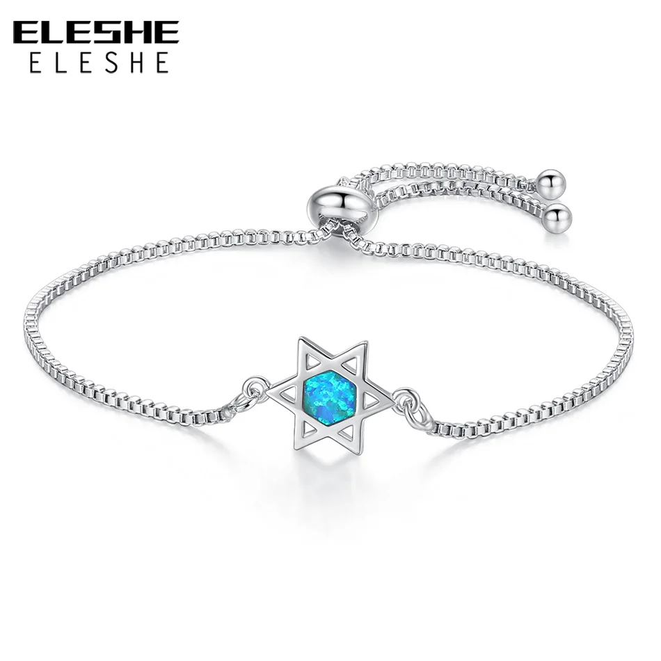 ELESHE модный геометрический опаловый браслет с гексаграммой для женщин, серебряный браслет на цепочке, женские свадебные украшения для помолвки