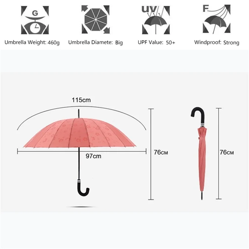 Только Jime Длинные изогнутые ручки Зонты Обесцвечивающие женские водонепроницаемые брендовые зонтики Высокое качество большой зонтик трость дождевик