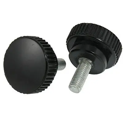 

30mm Thread Length Round Head Black Knurled Grip Knobs 2 pcs  ZMM