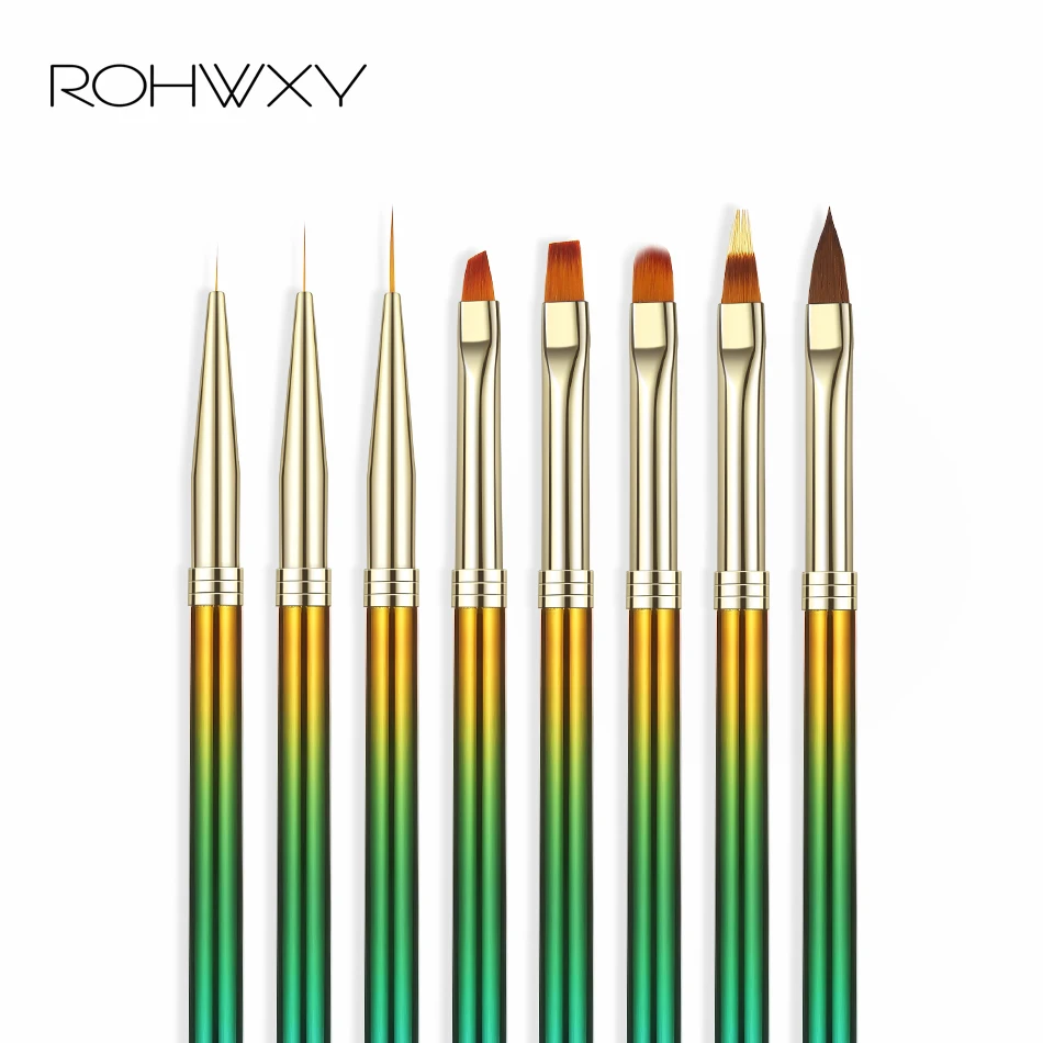 УФ-Гелевая щетка ROHWXY высокосортная кисть для рисования резная ручка ногтей набор