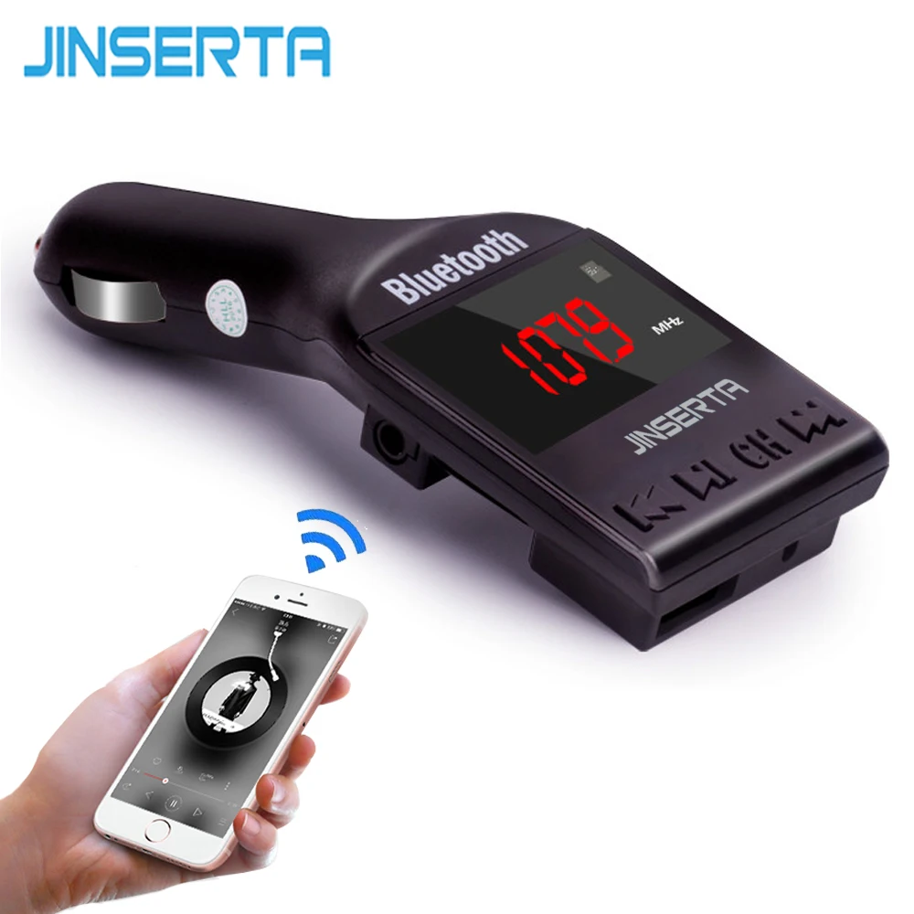 JINSERTA Bluetooth автомобильный комплект MP3 плеер fm-передатчик Громкая связь беспроводной fm-модулятор Поддержка TF Micro SD USB воспроизведение музыки