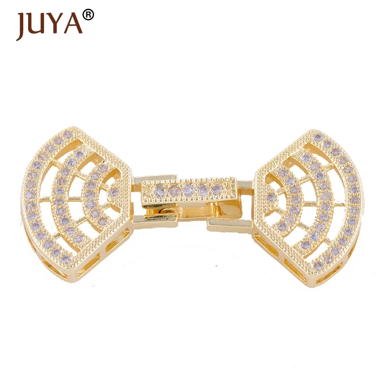 

Supplies For Jewelry Micro Pave Zircon Crystal Sector shape connectors & clasps hooks For Pearls Bracelets Necklace Making