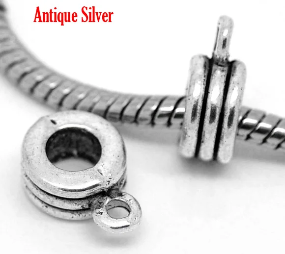 

DoreenBeads 20PCs antique silver Bail Beads Fit European Charm 9mm new